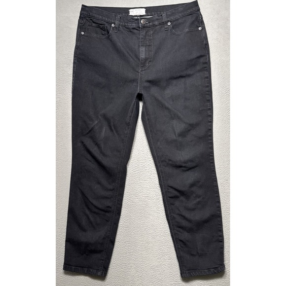 Free People Jeans Womens 31x26 Black Stretch Distressed Mom Pockets Crop‎ Denim - Picture 1 of 10